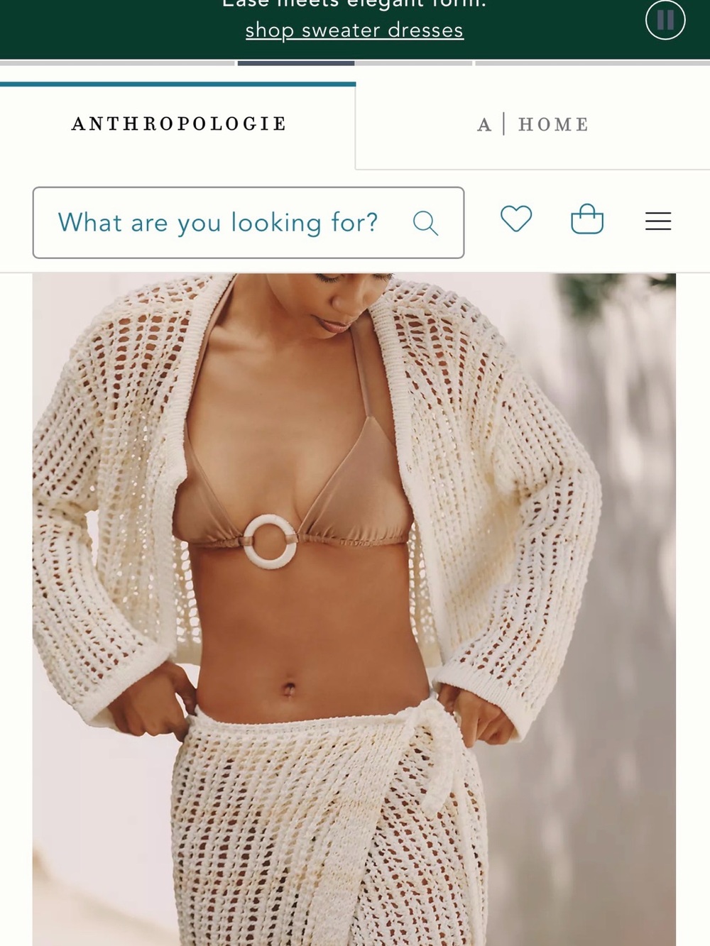 Anthropologie Open-Knit Cardigan & Wrap Set in Cream